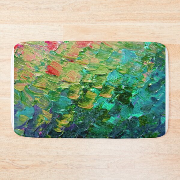 Item preview, MERMAID SCALES 4 Rainbow Colorful Ombre Ocean Waves Abstract Acrylic Impasto Painting Teal  GreenArt designed and sold by EbiEmporium.