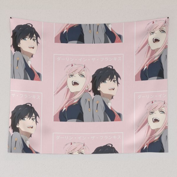 Item preview, Darling in the Franxx - Zero Two and Hiro - Colored - Sakura Scene (LIGHT PINK) designed and sold by tangelos.