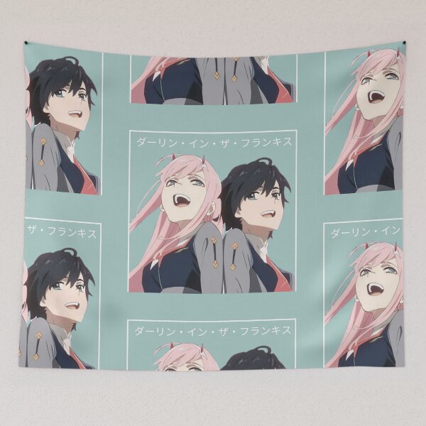Item preview, Darling in the Franxx - Zero Two and Hiro - Colored - Sakura Scene (BLUE/GREEN) designed and sold by tangelos.