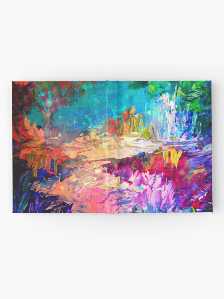 WELCOME TO UTOPIA Bold Rainbow Multicolor Abstract Painting Forest Nature  Whimsical Fantasy Fine Art Rectangular Pillow by EbiEmporium