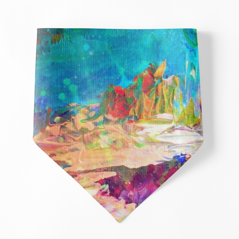 WELCOME TO UTOPIA Bold Rainbow Multicolor Abstract Painting Forest Nature  Whimsical Fantasy Fine Art Rectangular Pillow by EbiEmporium