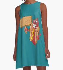 hot dog with wooden blank A-Line Dress