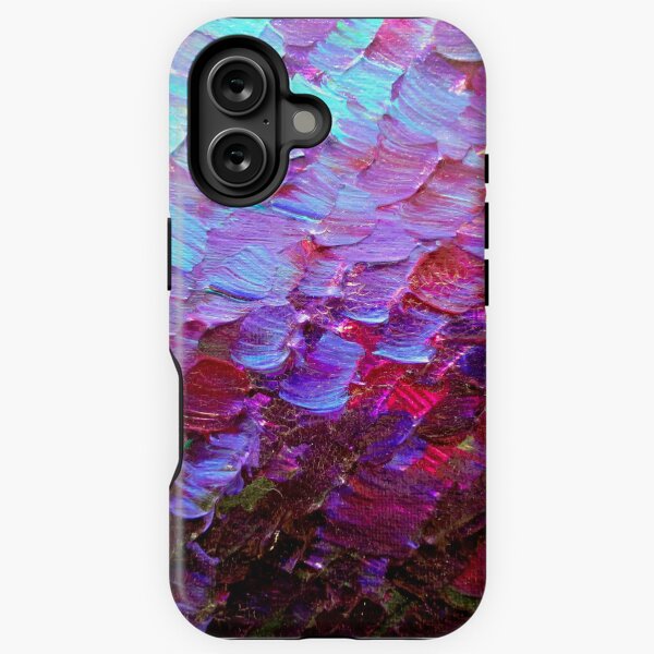 Item preview, MERMAID SCALES Colorful Ombre Abstract Acrylic Impasto Painting Violet Purple Plum Ocean Waves Art designed and sold by EbiEmporium.