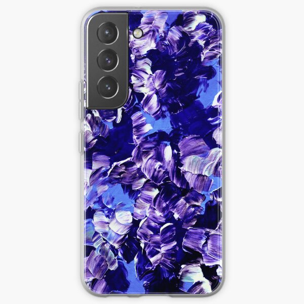 Disover FLORAL FANTASY 2 Bold Abstract Flowers Acrylic Textural Painting Violet Purple Perwinkle Blue Art | Samsung Galaxy Phone Case