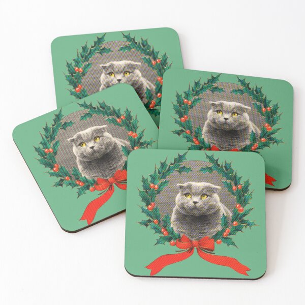Item preview, Kitsch Retro Halftone Christmas Cat designed and sold by Trish Dish.