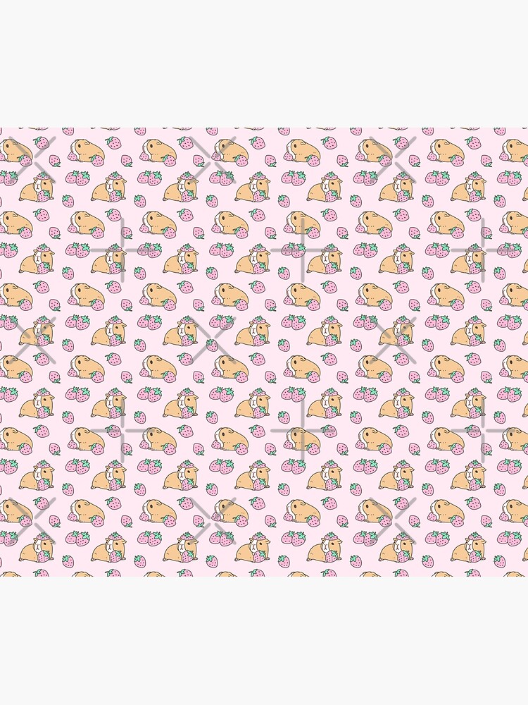 Pink Guinea Pig and Strawberry Pattern  by Miri-Noristudio