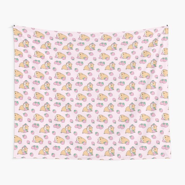 Disover Pink Guinea Pig and Strawberry Pattern  | Tapestry