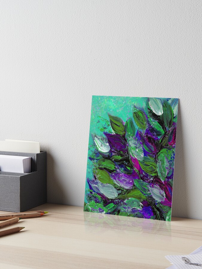Cute Abstract Acrylic 8x10 Canvas Painting With Flowers, Leaves