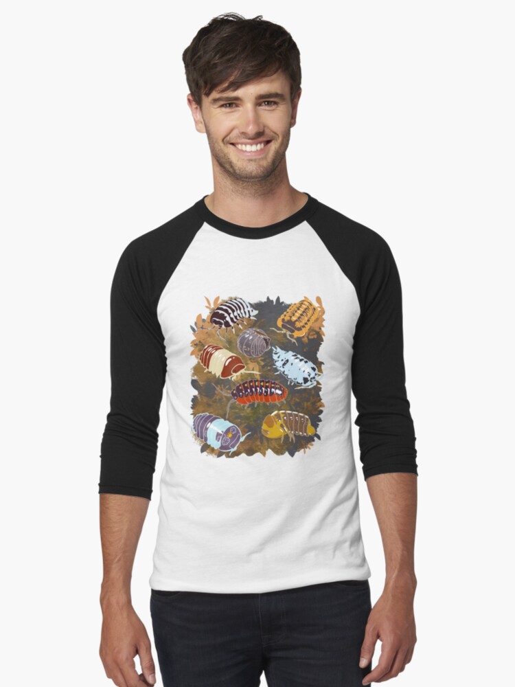 Imagen 1 de 3, Camiseta ¾ estilo béisbol con la obra Colección de isópodos, diseñada y vendida por Deadbirdkitsch.