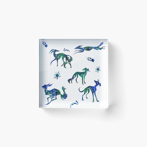 Item preview, Spoopy Salukis - Blue/Green on White designed and sold by LauraGarabedian.