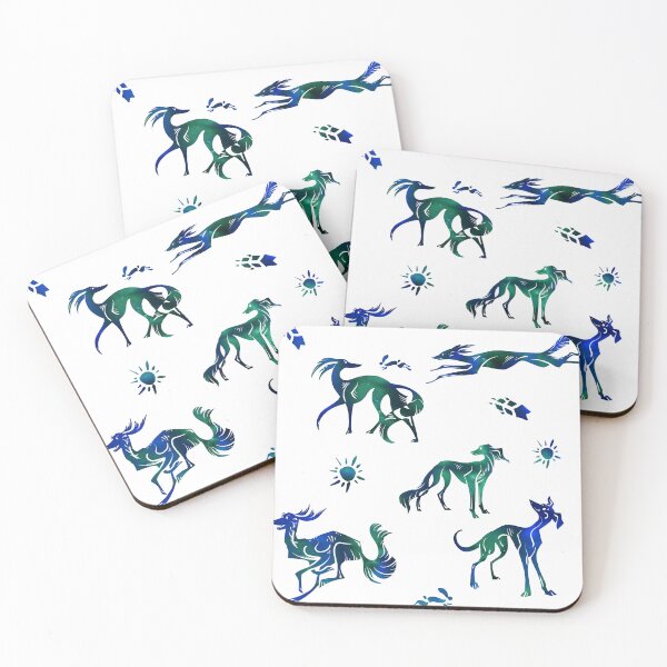 Item preview, Spoopy Salukis - Blue/Green on White designed and sold by LauraGarabedian.