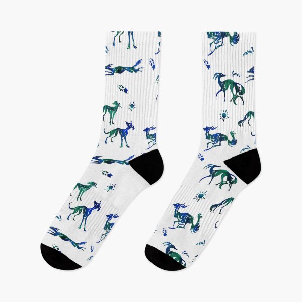 Item preview, Spoopy Salukis - Blue/Green on White designed and sold by LauraGarabedian.