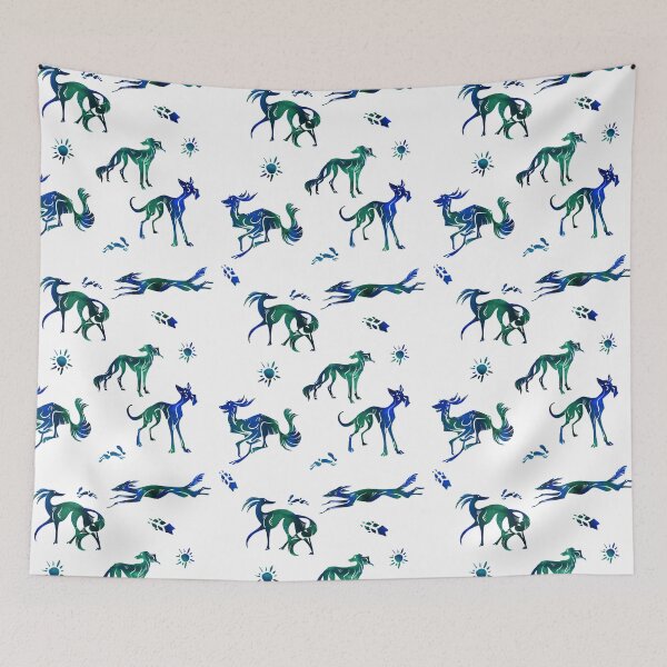 Item preview, Spoopy Salukis - Blue/Green on White designed and sold by LauraGarabedian.