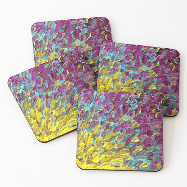 Item preview, FOLLOW THE CURRENT 2, Bold Colorful Abstract Acrylic Painting Ocean Waves Purple Turquoise Yellow Splash Ombre Fine Art designed and sold by EbiEmporium.