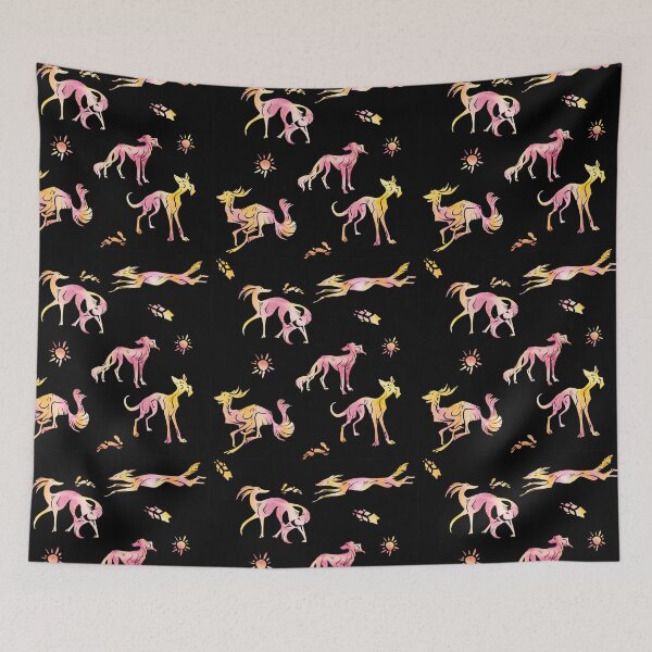 Item preview, Spoopy Salukis pink on black designed and sold by LauraGarabedian.