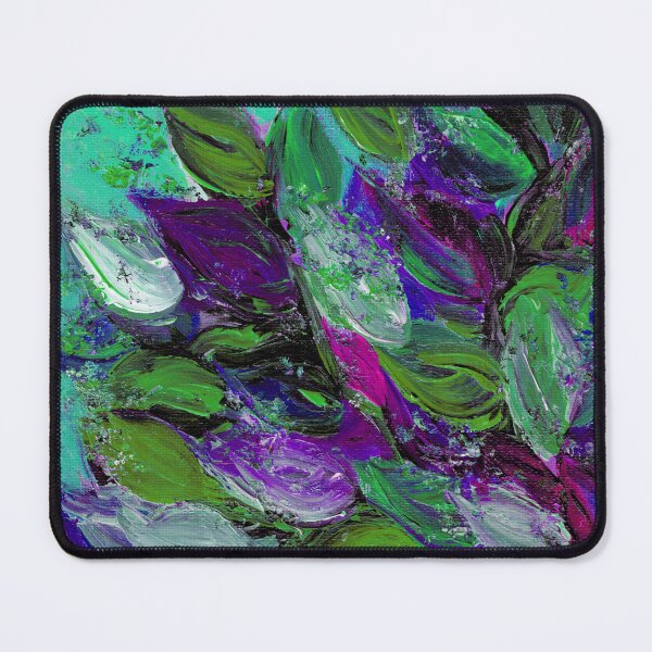 Item preview, BLOOMING BEAUTIFUL Mint Green Purple Elegant Floral Abstract Leaves Garden Whimsical Textural Colorful Acrylic Flowers Painting designed and sold by EbiEmporium.