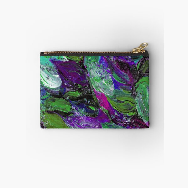 Item preview, BLOOMING BEAUTIFUL Mint Green Purple Elegant Floral Abstract Leaves Garden Whimsical Textural Colorful Acrylic Flowers Painting designed and sold by EbiEmporium.