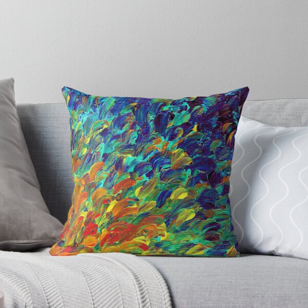 Aperçu de l'œuvre SUIVEZ LE COURANT 1, audacieux coloré peinture acrylique abstraite océan vagues bleu Orange Splash Ombre Fine Art créée et vendue par EbiEmporium.