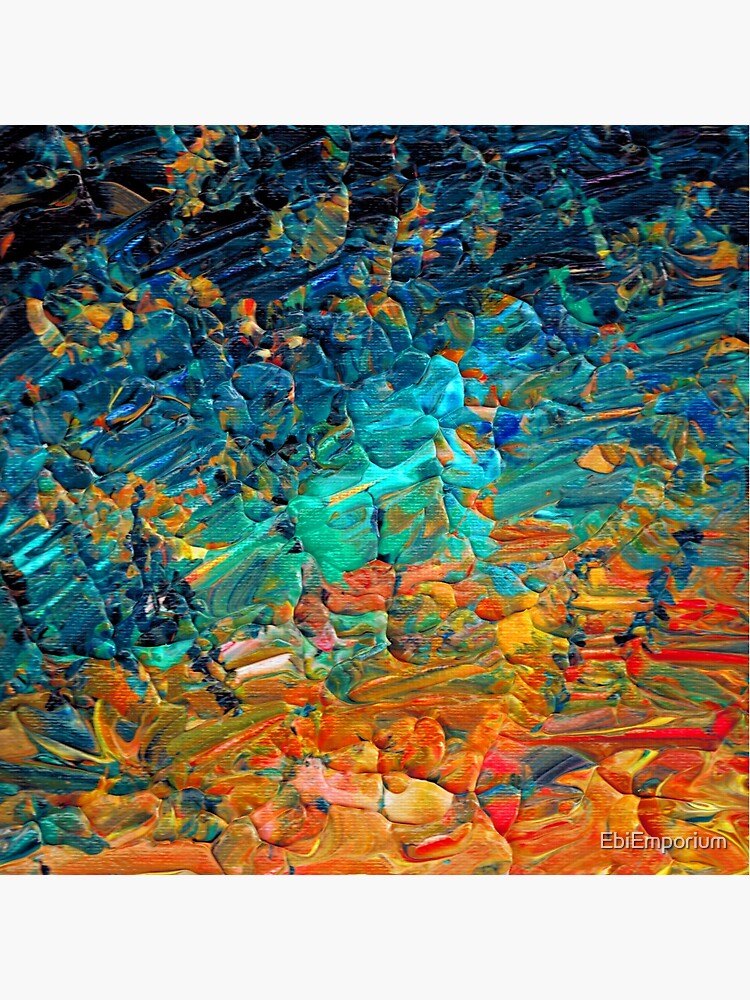ETERNAL TIDE 2 Bold Rainbow Colorful Deep BlueTurquoise Aqua Orange Yellow Ombre Waves Abstract Acrylic Painting by EbiEmporium