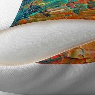Alternate view of ETERNAL TIDE 2 Bold Rainbow Colorful Deep BlueTurquoise Aqua Orange Yellow Ombre Waves Abstract Acrylic Painting Throw Pillow