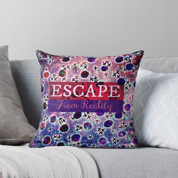Item preview, ESCAPE FROM REALITY Bold Typography Adventure Hipster Cool Ombre Blue Purple Abstract Pattern Art designed and sold by EbiEmporium.