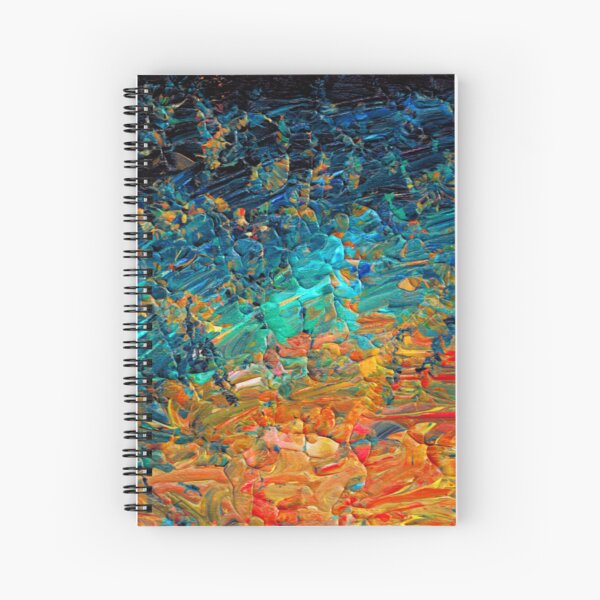 Item preview, ETERNAL TIDE 2 Bold Rainbow Colorful Deep BlueTurquoise Aqua Orange Yellow Ombre Waves Abstract Acrylic Painting designed and sold by EbiEmporium.