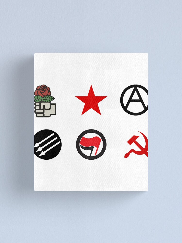 Leftist Symbols Sticker Pack - Socialist Rose, Red Star, Anarchist 'A',  Three Arrows, Antifa, Hammer Canvas Print for Sale by RickyGervais