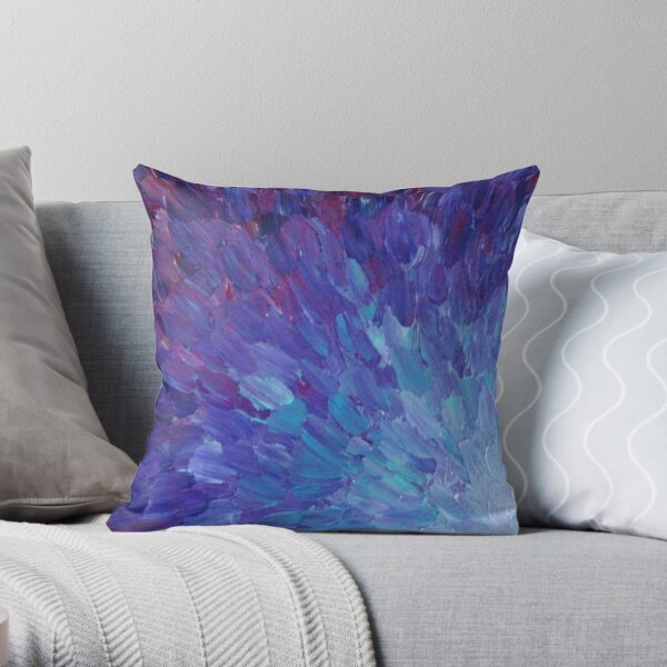 SCALES OF A DIFFERENT COLOR - Abstract Acrylic Painting Eggplant Sea Scales Ocean Waves Colorful Throw Pillow