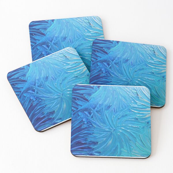 Item preview, WATER FLOWERS 2 - Stunning Ocean Beach BC Waves Floral Abstract Acrylic Painting Turquoise Blue designed and sold by EbiEmporium.