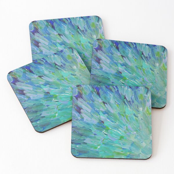Item preview, SEA SCALES - Beautiful BC Ocean Theme Peacock Feathers Mermaid Fins Waves Blue Teal Abstract designed and sold by EbiEmporium.