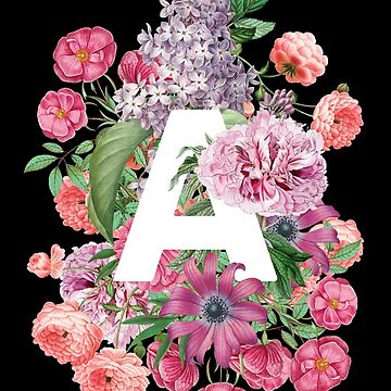  Monogram Letter W With Powder White Rose Floral Retro
