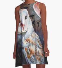Owl of the Blood Moon Heart A-Line Dress
