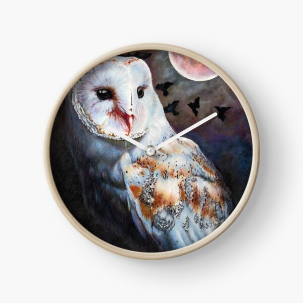 Owl of the Blood Moon Heart Clock
