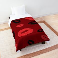 Red, Red, Black Kisses Lips Comforter