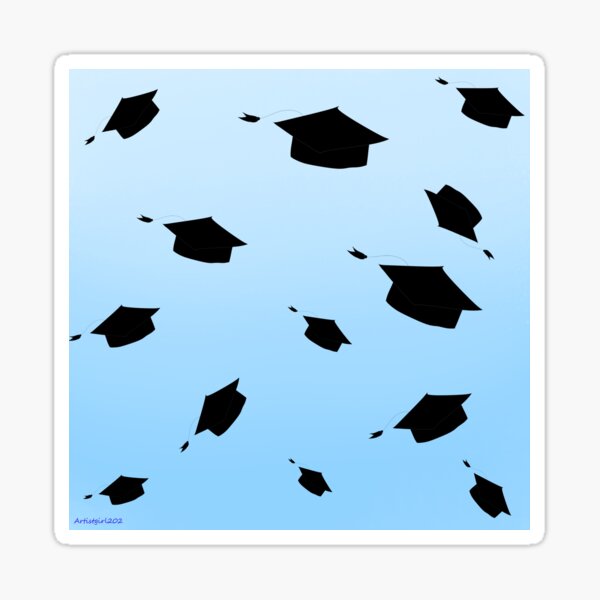 Graduation Cap Flying in the Air Sticker