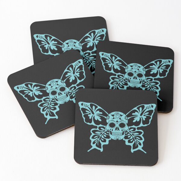 Item preview, Awesome Blue Hibiscus Flower Art Sugar Skull Butterfly designed and sold by CattlettArt.