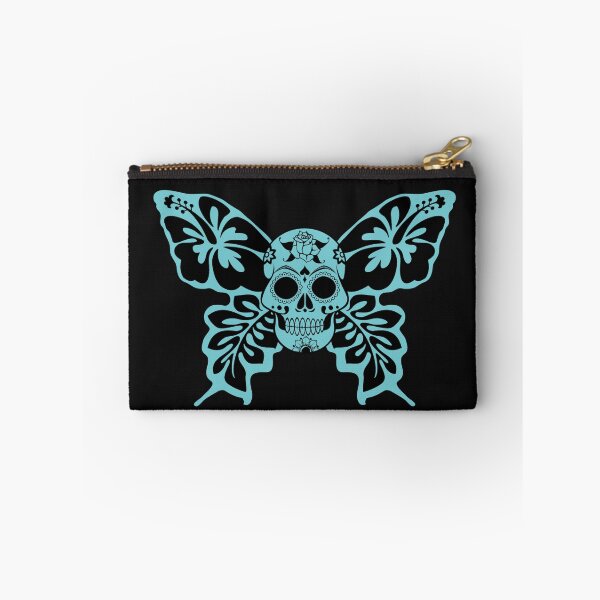 Item preview, Awesome Blue Hibiscus Flower Art Sugar Skull Butterfly designed and sold by CattlettArt.