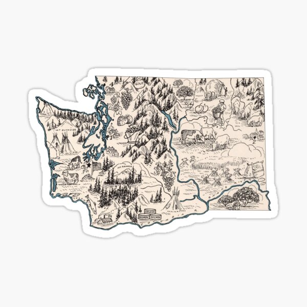 Washington Vintage Picture Map Sticker