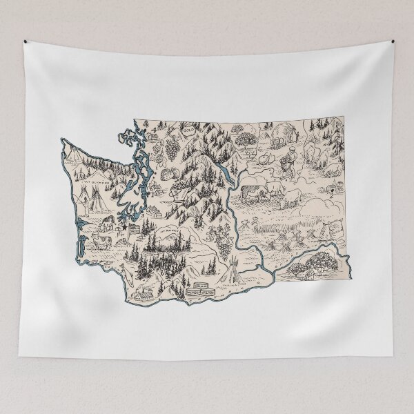 Item preview, Washington Vintage Picture Map designed and sold by surgedesigns.