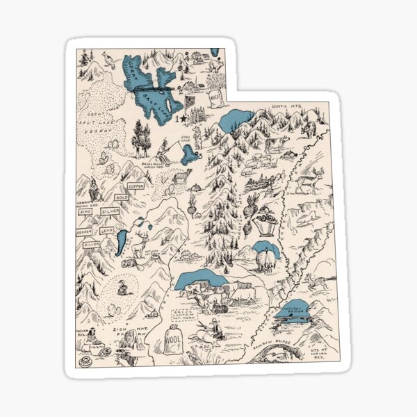 Item preview, Utah Vintage Picture Map designed and sold by surgedesigns.