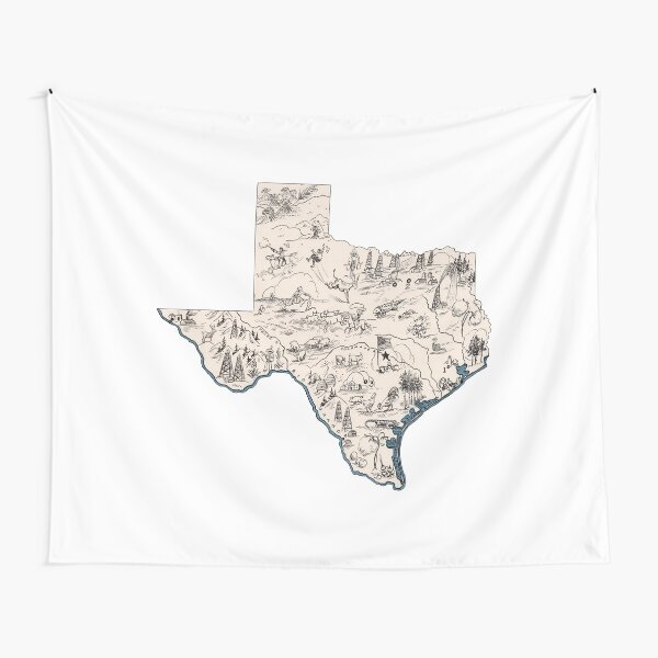 Texas Vintage Picture Map Tapestry