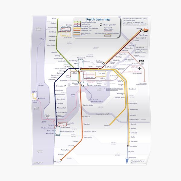 Perth Train Map Poster