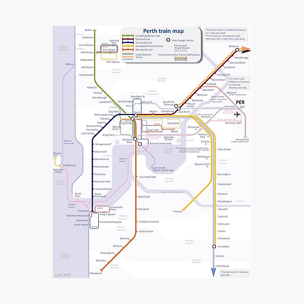 Perth Train Map Photographic Print By Railmaps Redbubble