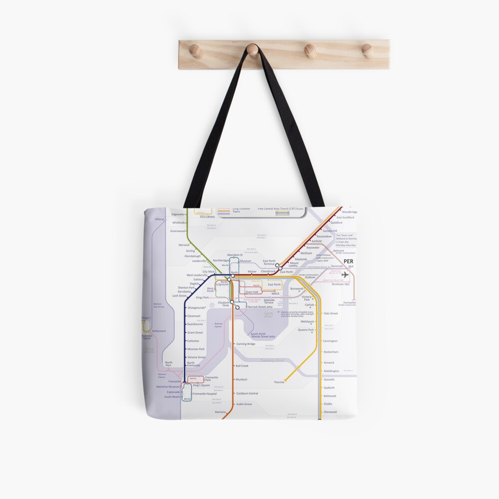 Perth Train Map Tote Bag By Railmaps Redbubble