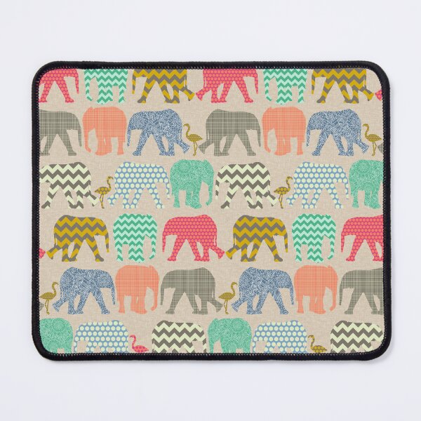 Item preview, linen baby elephants and flamingos designed and sold by scrummy.