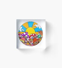 Sun Mushrooms Acrylic Block