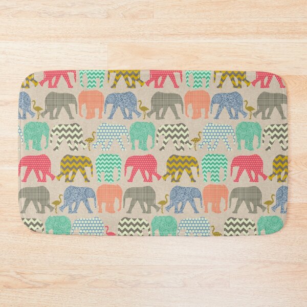 Item preview, linen baby elephants and flamingos designed and sold by scrummy.