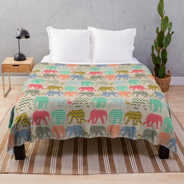 Item preview, linen baby elephants and flamingos designed and sold by scrummy.