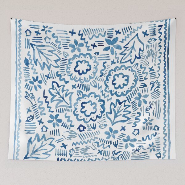 Item preview, hand draw abstract flowers pattern designed and sold by quinnstyle.
