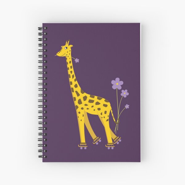 Purple Cartoon Funny Giraffe Roller Skating Spiral Notebook
